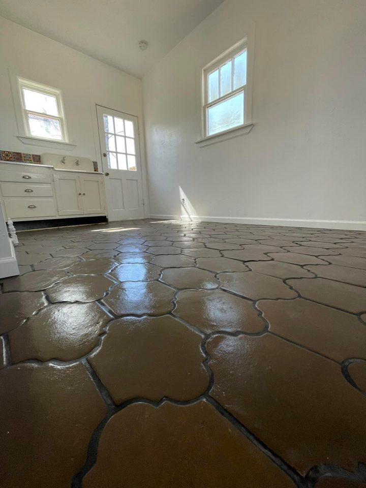 Interior remodeling project with custom tile flooring installation